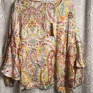 Easel Multicolor Paisley Blouse